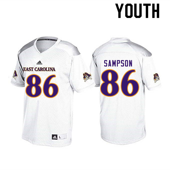 Youth #86 Jaray Sampson ECU Pirates College Football Jerseys Sale-White - Click Image to Close